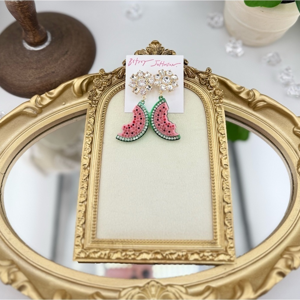 Betsey Johnson Watermelon Slice Statement Earrings – Juicy & Fun!